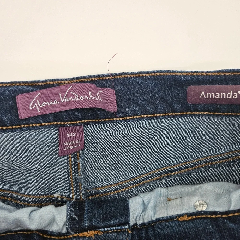 Gloria Vanderbilt Amanda High Rise Tapered‎ Jeans Dark Wash Mens 14S Blue Denim